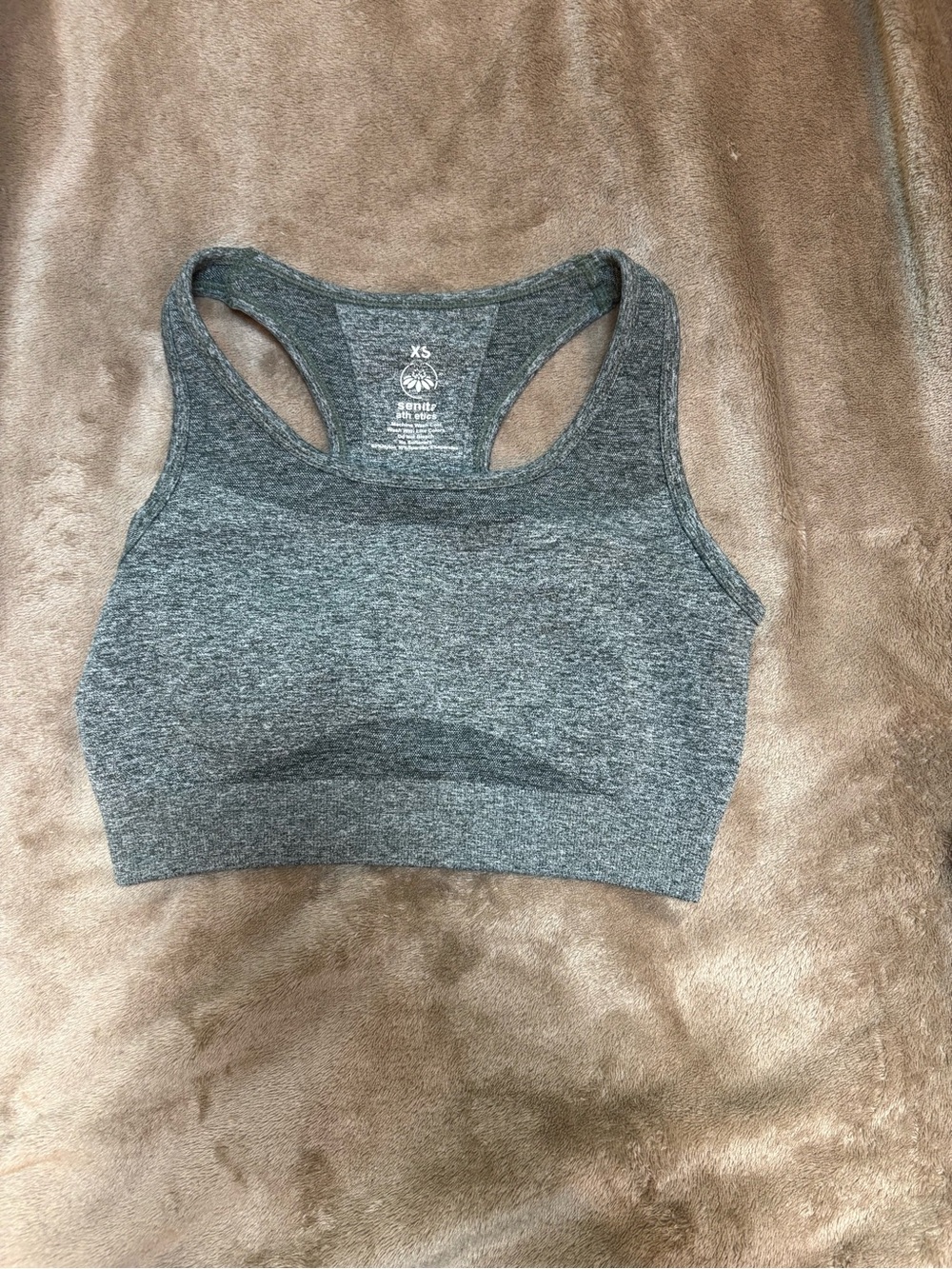 Senita Athletics Gray Heather Racerback Sports Bra
